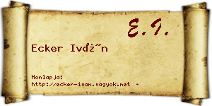Ecker Iván névjegykártya