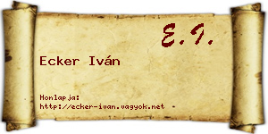 Ecker Iván névjegykártya